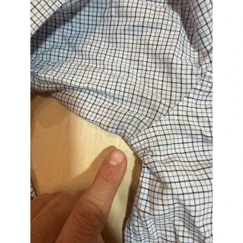 Ralph Lauren Mens XL Blue White Tattersall Check Button Down Shirt Long Sleeve